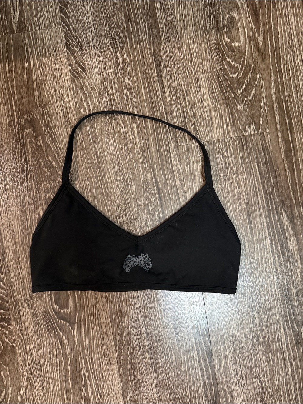 Darc Sport Black V-Neck Bralette with Subtle Embroidered Logo